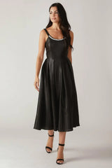 FLUTTERING FIELDS WOVEN MIDI DRESS - Flying Tomato - Flyclothing LLC