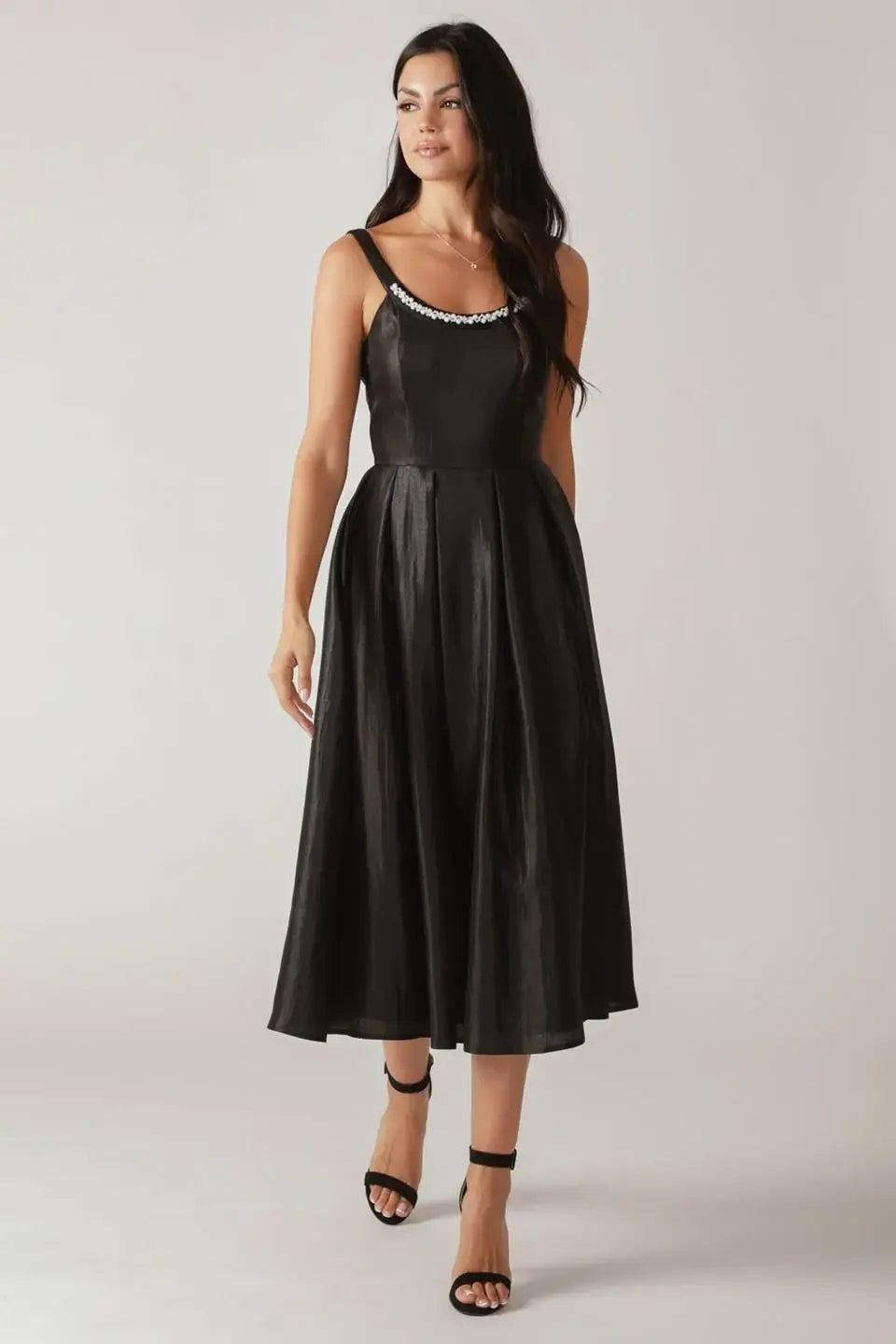 FLUTTERING FIELDS WOVEN MIDI DRESS - Flying Tomato - Flyclothing LLC