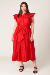 GLIMPSE IN TIME WOVEN MIDI DRESS - Flying Tomato - Flyclothing LLC
