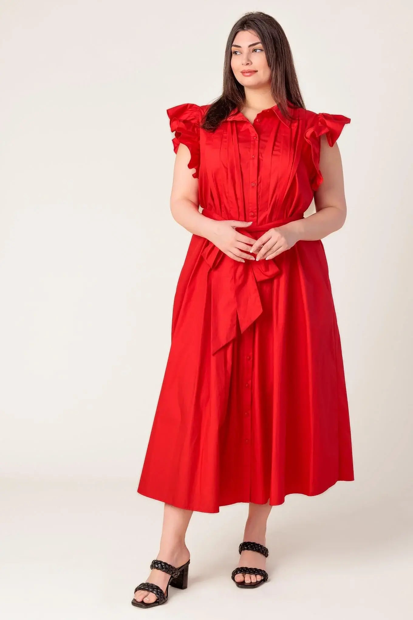 GLIMPSE IN TIME WOVEN MIDI DRESS - Flying Tomato - Flyclothing LLC