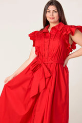GLIMPSE IN TIME WOVEN MIDI DRESS - Flying Tomato - Flyclothing LLC