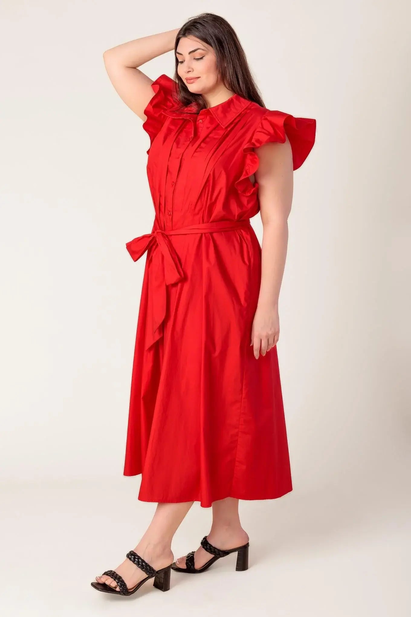 GLIMPSE IN TIME WOVEN MIDI DRESS - Flying Tomato - Flyclothing LLC
