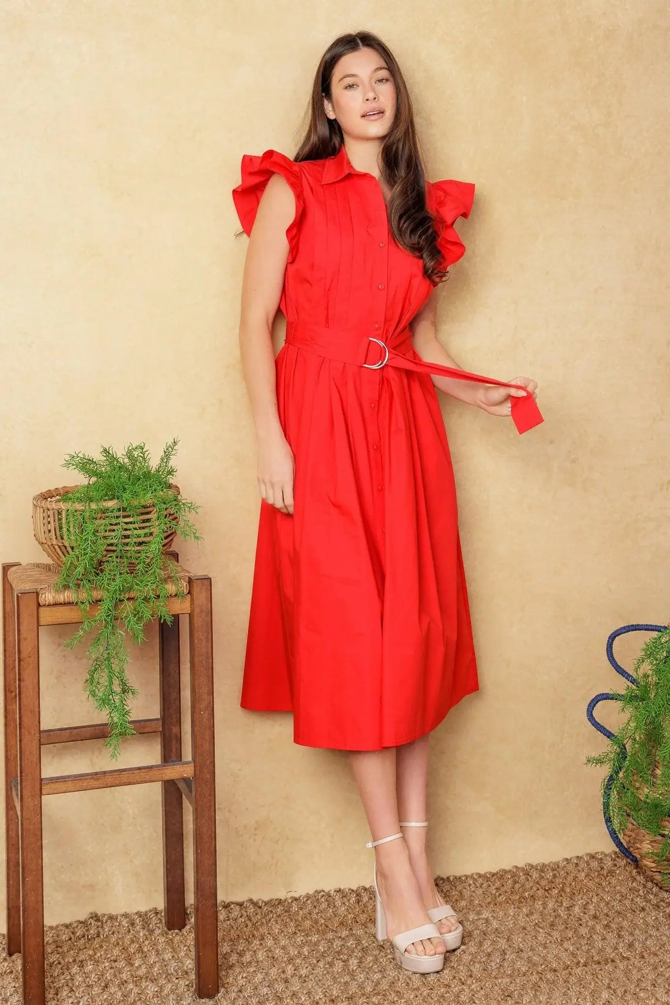 GLIMPSE IN TIME WOVEN MIDI DRESS - Flying Tomato - Flyclothing LLC