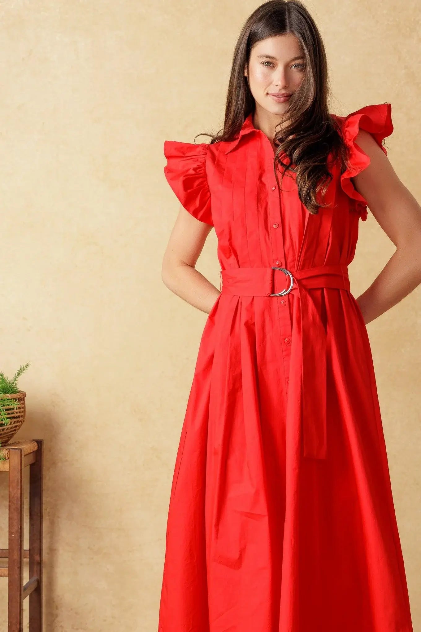 GLIMPSE IN TIME WOVEN MIDI DRESS - Flying Tomato - Flyclothing LLC