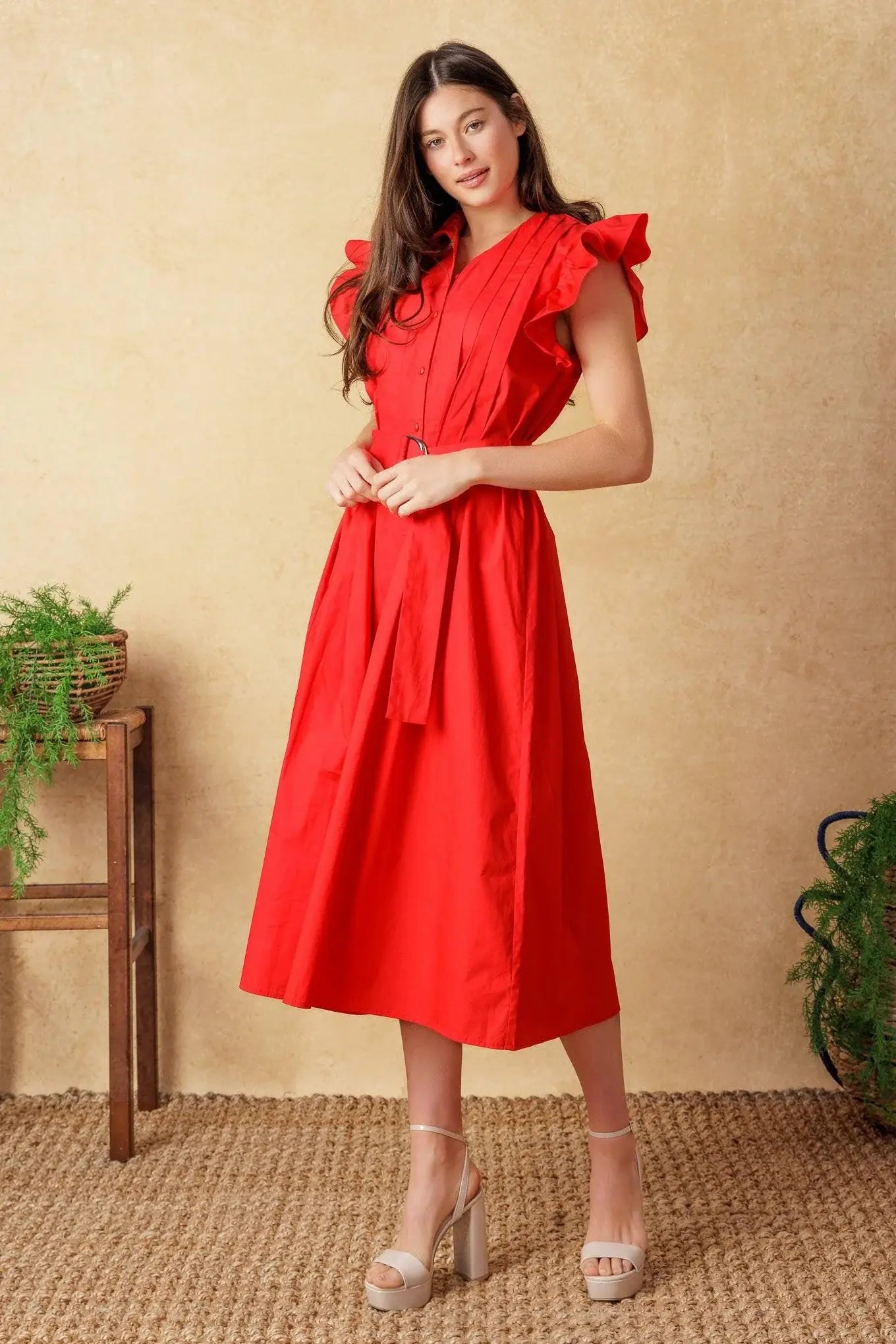 GLIMPSE IN TIME WOVEN MIDI DRESS - Flying Tomato - Flyclothing LLC
