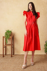 GLIMPSE IN TIME WOVEN MIDI DRESS - Flying Tomato - Flyclothing LLC