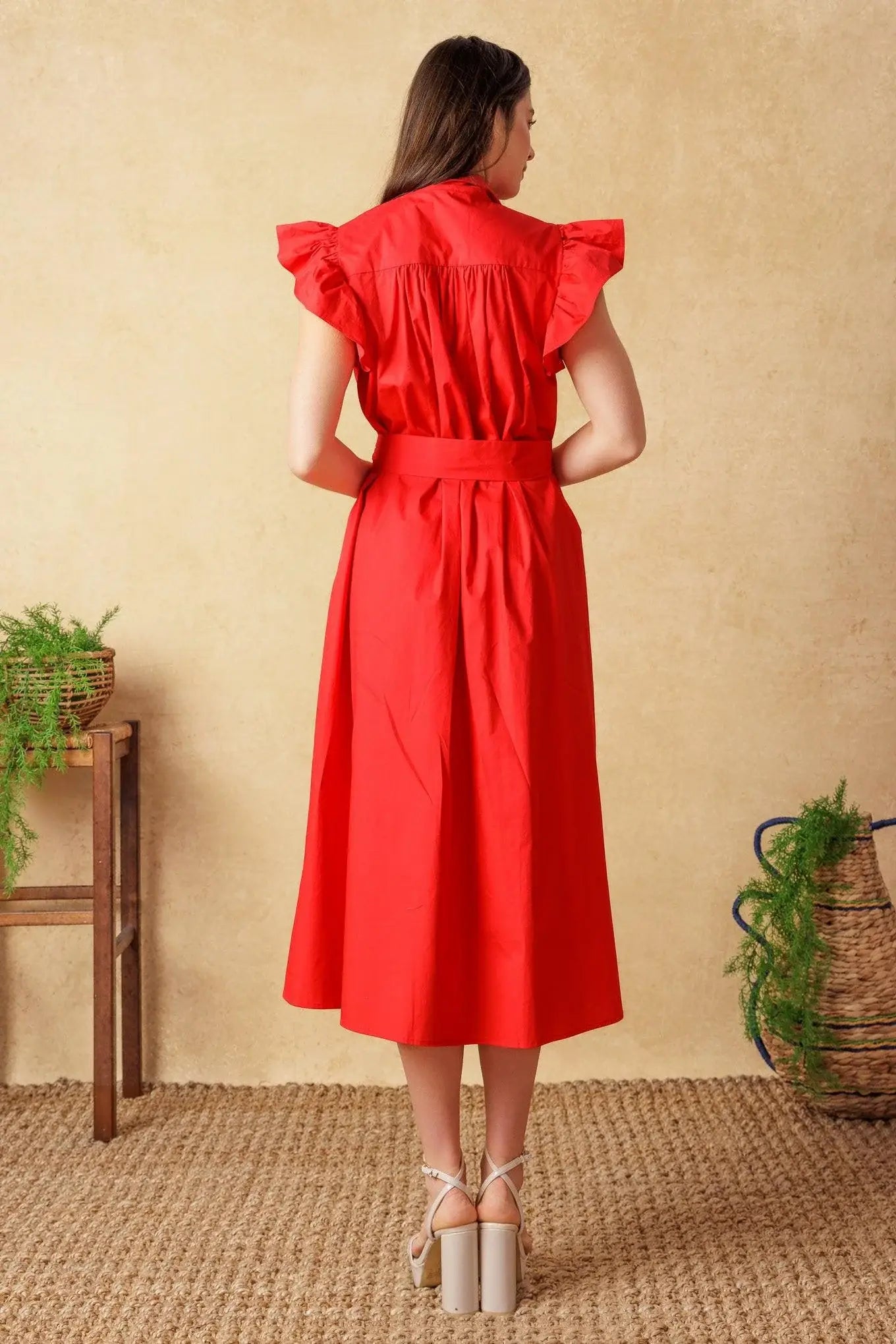 GLIMPSE IN TIME WOVEN MIDI DRESS - Flying Tomato - Flyclothing LLC