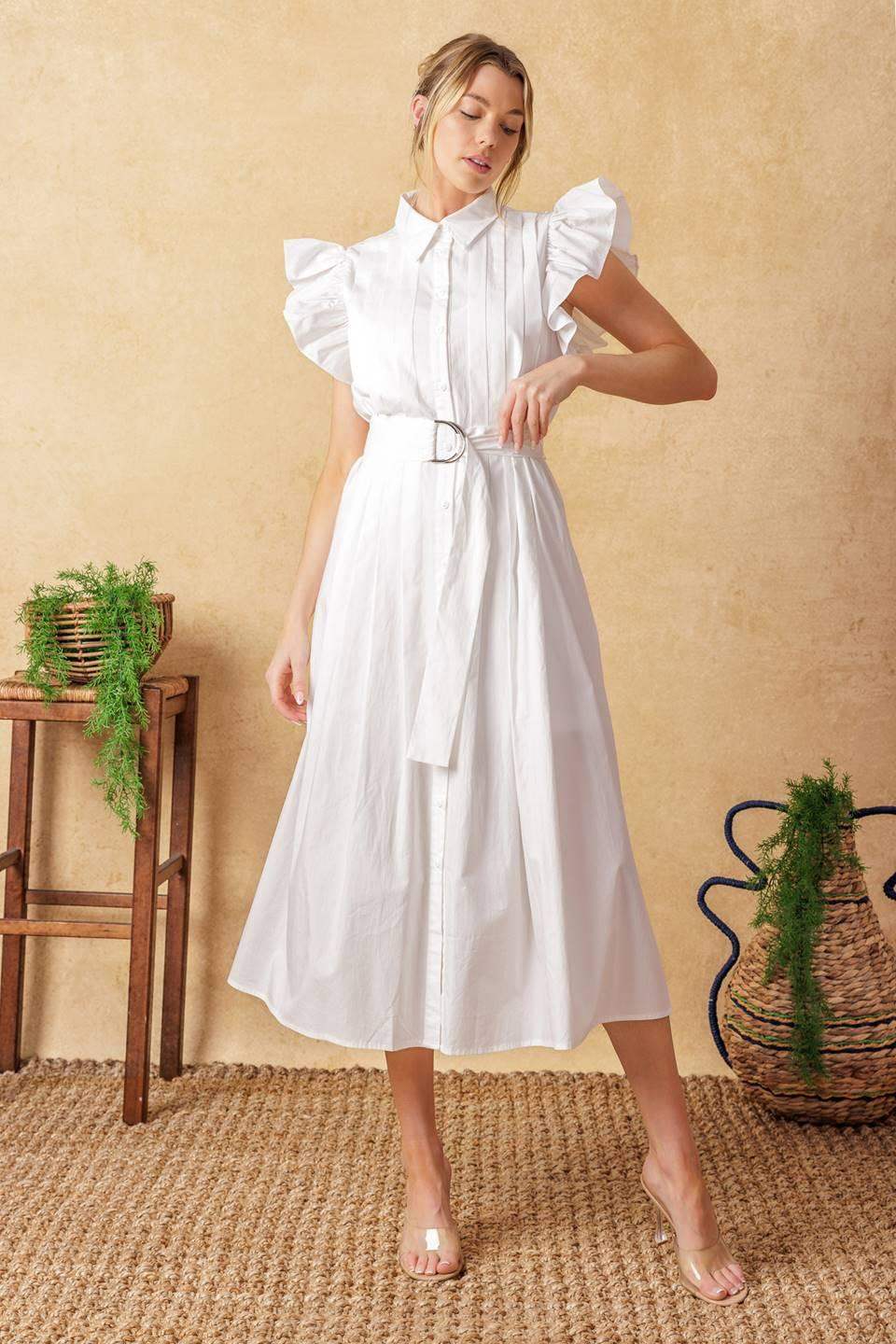 GLIMPSE IN TIME WOVEN MIDI DRESS - Flying Tomato - Flyclothing LLC