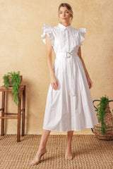 GLIMPSE IN TIME WOVEN MIDI DRESS - Flying Tomato - Flyclothing LLC