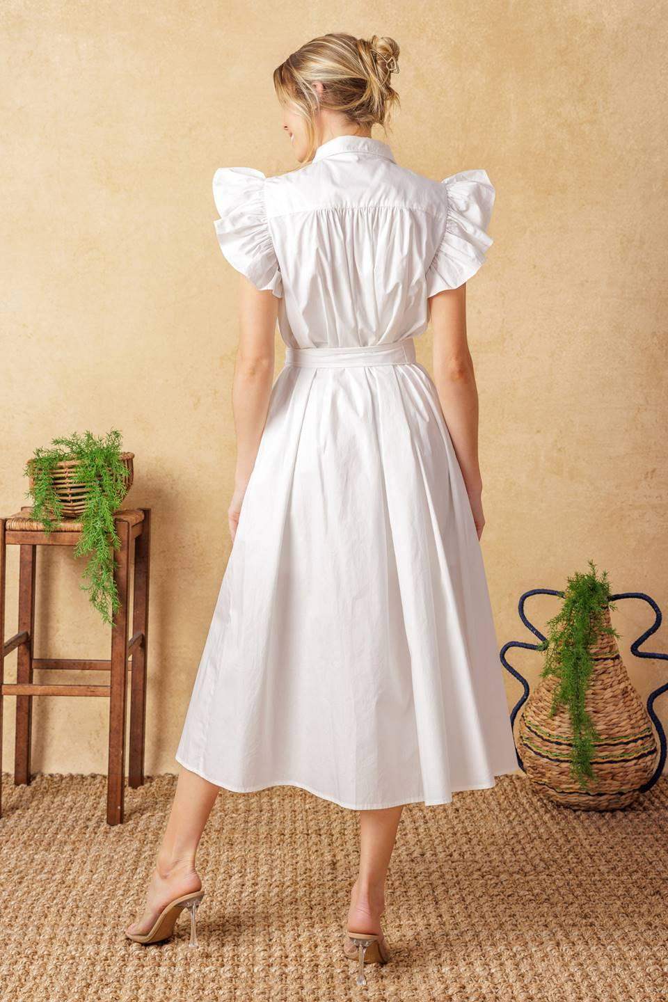 GLIMPSE IN TIME WOVEN MIDI DRESS - Flying Tomato - Flyclothing LLC