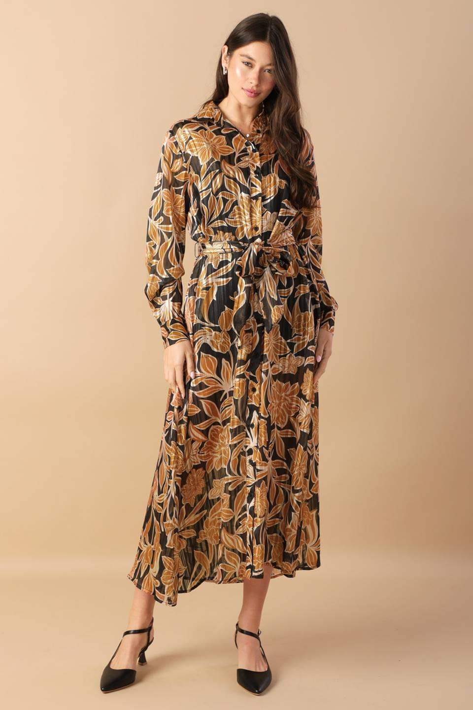 BETWEEN THE LINES WOVEN MIDI DRESS - Flying Tomato - Flyclothing LLC