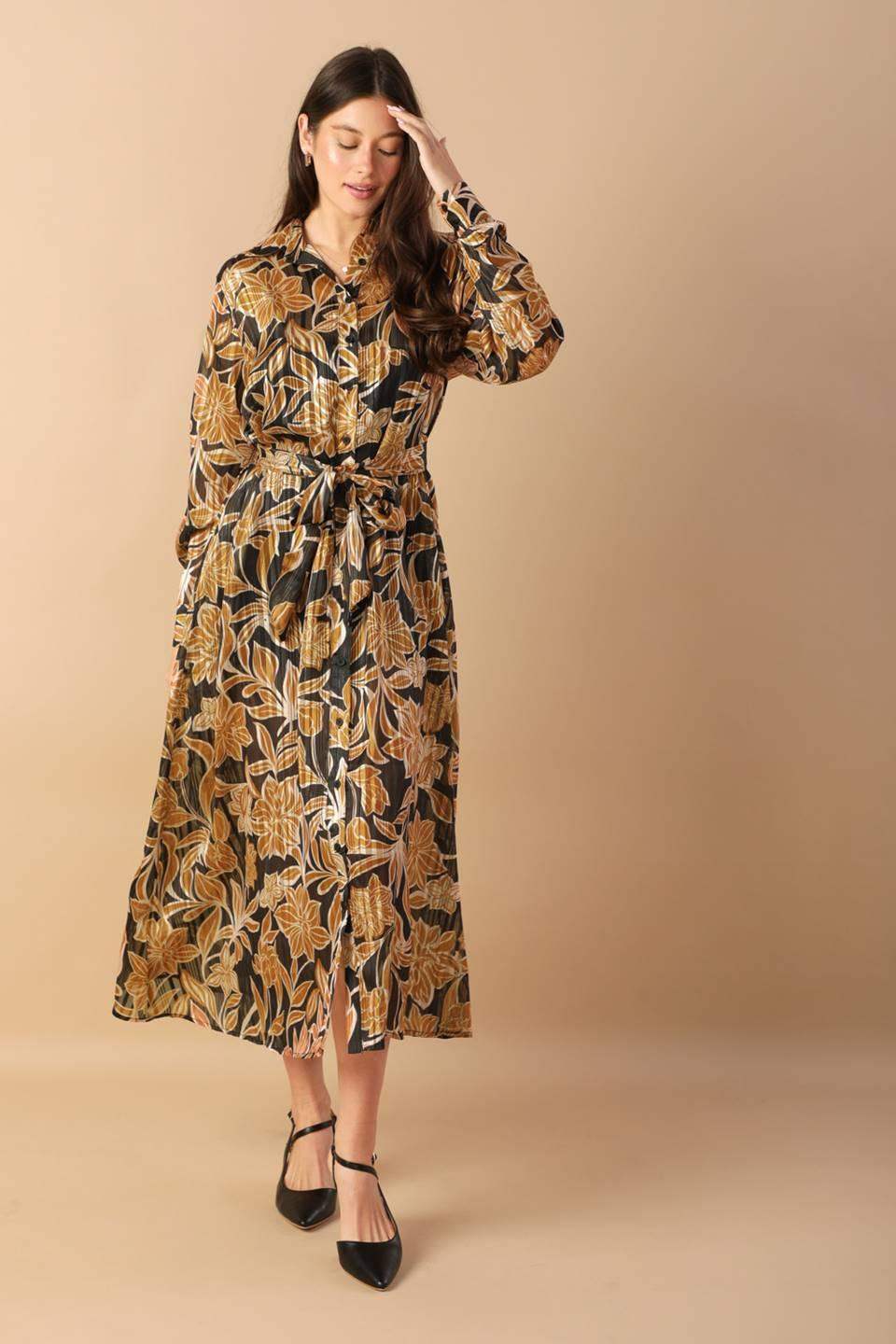BETWEEN THE LINES WOVEN MIDI DRESS - Flying Tomato - Flyclothing LLC