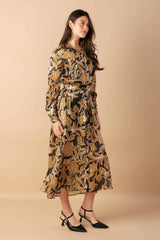 BETWEEN THE LINES WOVEN MIDI DRESS - Flying Tomato - Flyclothing LLC