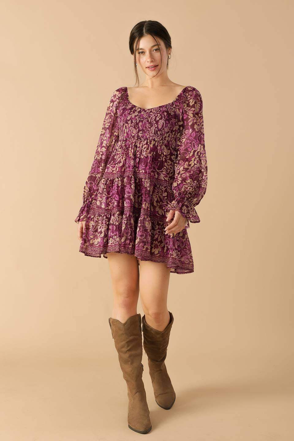 SERENE RADIANCE WOVEN MINI DRESS - Flying Tomato - Flyclothing LLC