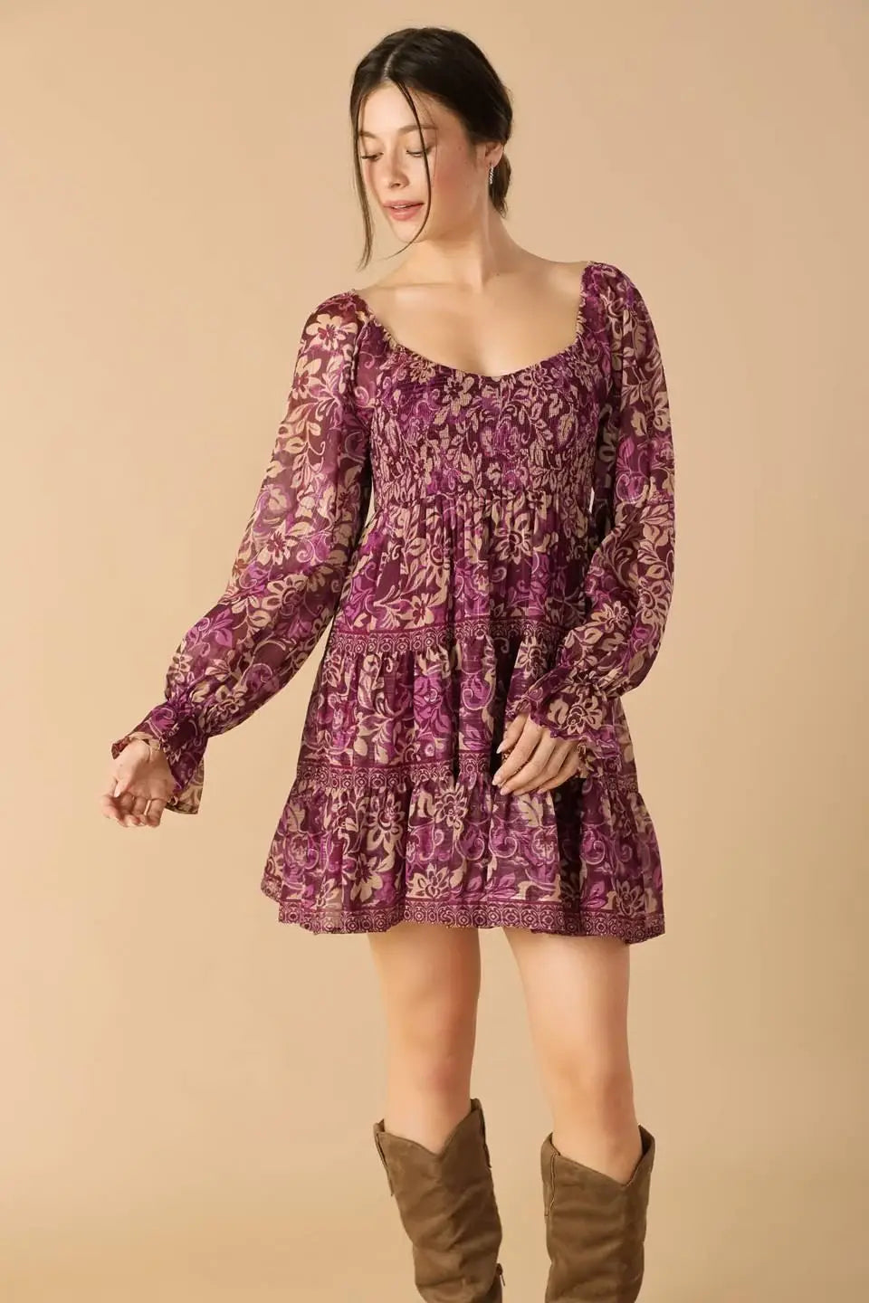 SERENE RADIANCE WOVEN MINI DRESS - Flying Tomato - Flyclothing LLC