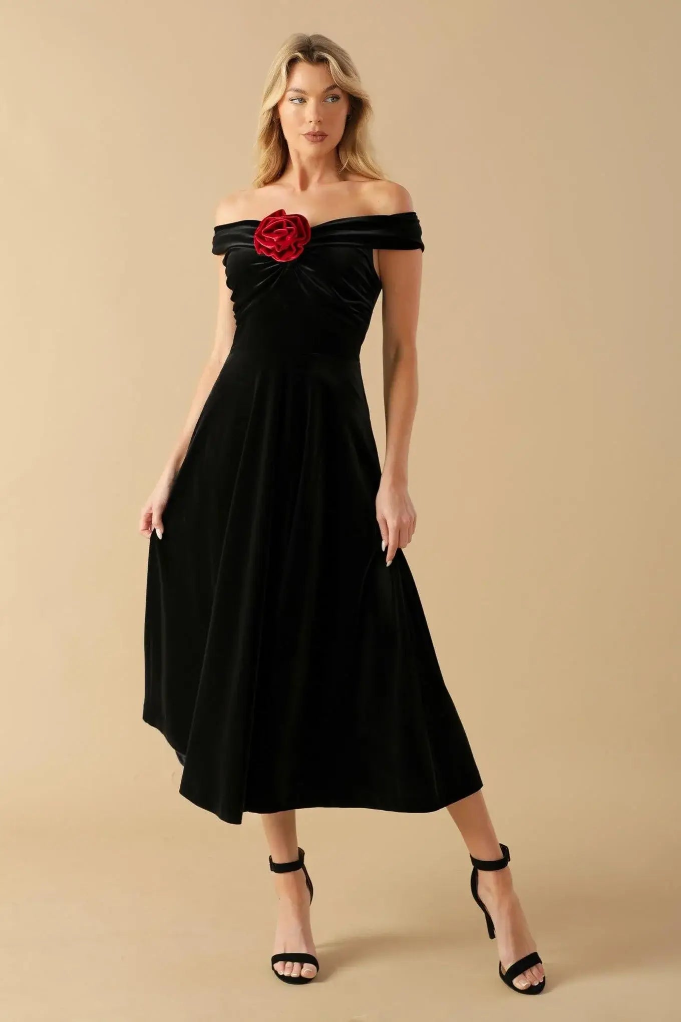 BE THERE FOR YOU VELVET MIDI DRESS - Flying Tomato - Flyclothing LLC
