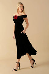 BE THERE FOR YOU VELVET MIDI DRESS - Flying Tomato - Flyclothing LLC
