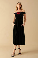 BE THERE FOR YOU VELVET MIDI DRESS - Flying Tomato - Flyclothing LLC