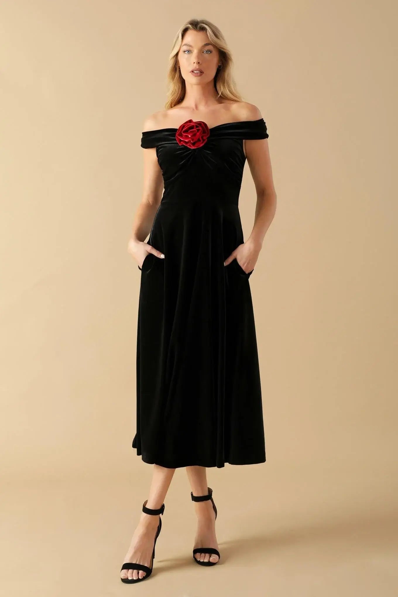 BE THERE FOR YOU VELVET MIDI DRESS - Flying Tomato - Flyclothing LLC