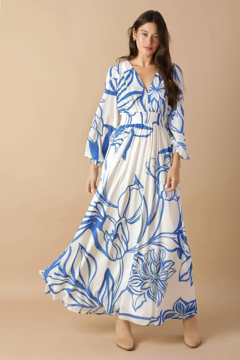 DANCING DEWDROPS WOVEN MAXI DRESS - Flying Tomato - Flyclothing LLC
