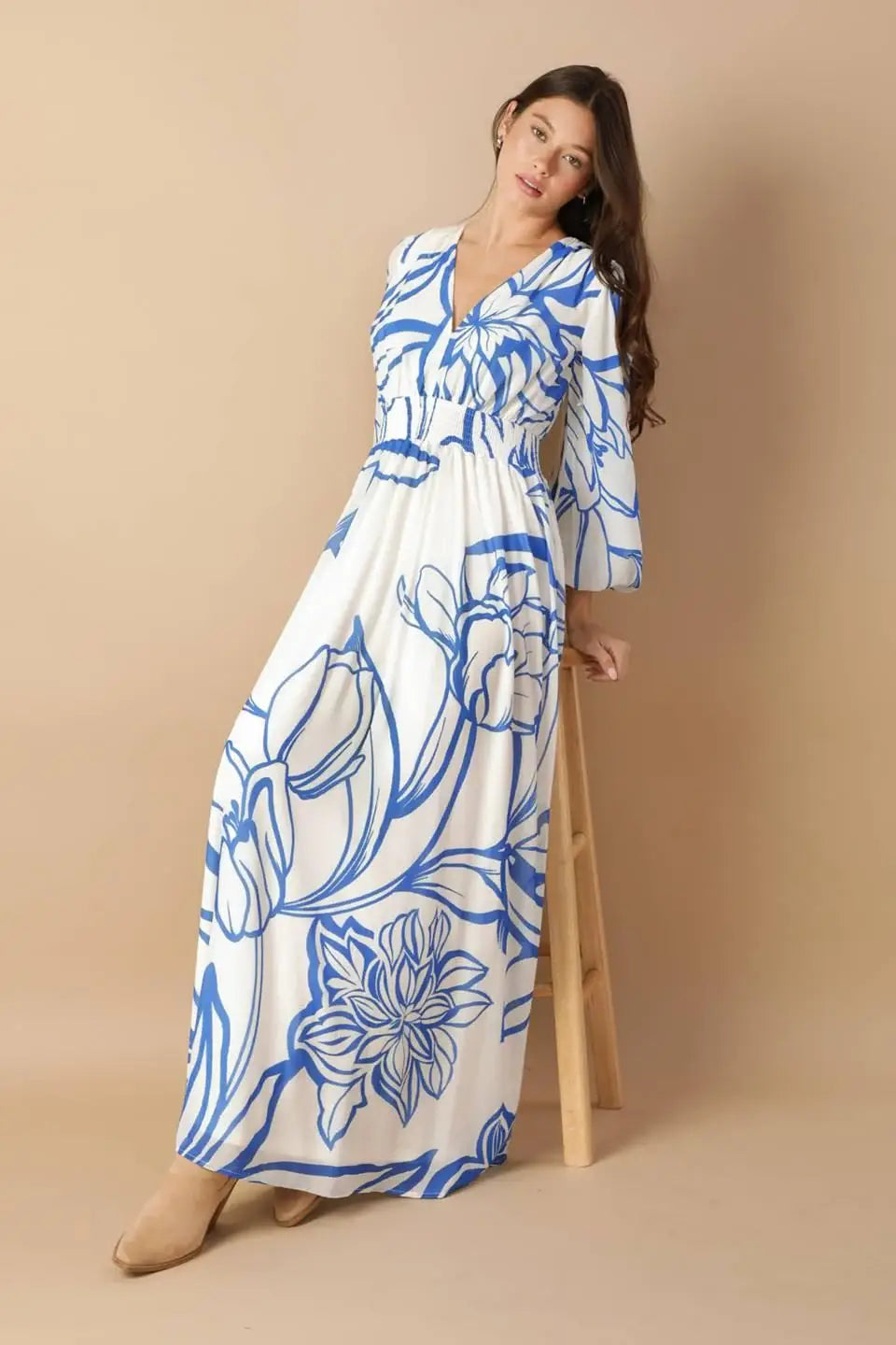 DANCING DEWDROPS WOVEN MAXI DRESS - Flying Tomato - Flyclothing LLC