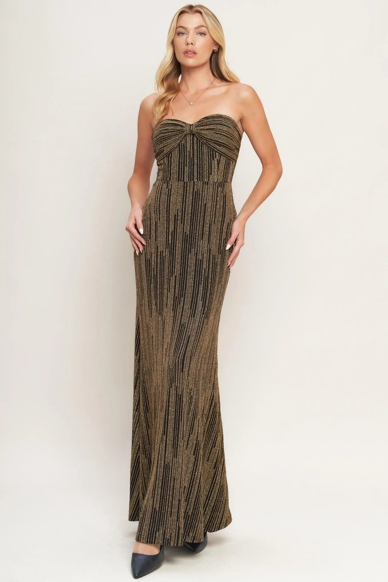 SACRED PROMISES METALLIC WOVEN MAXI DRESS - Flying Tomato - Flyclothing LLC