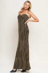 SACRED PROMISES METALLIC WOVEN MAXI DRESS - Flying Tomato - Flyclothing LLC