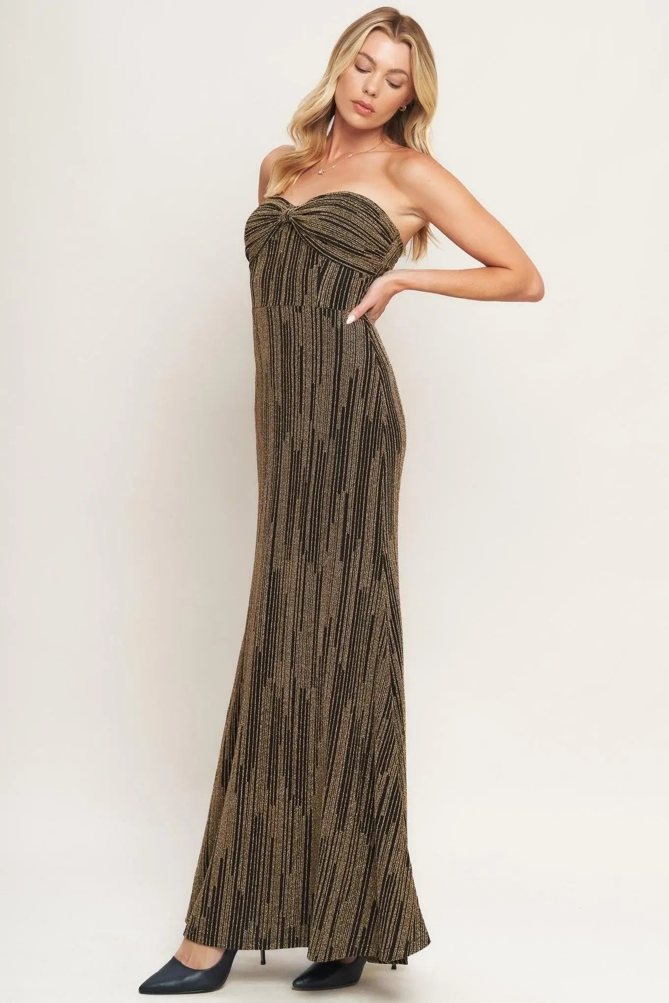 SACRED PROMISES METALLIC WOVEN MAXI DRESS - Flying Tomato - Flyclothing LLC