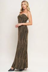 SACRED PROMISES METALLIC WOVEN MAXI DRESS - Flying Tomato - Flyclothing LLC