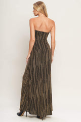 SACRED PROMISES METALLIC WOVEN MAXI DRESS - Flying Tomato - Flyclothing LLC