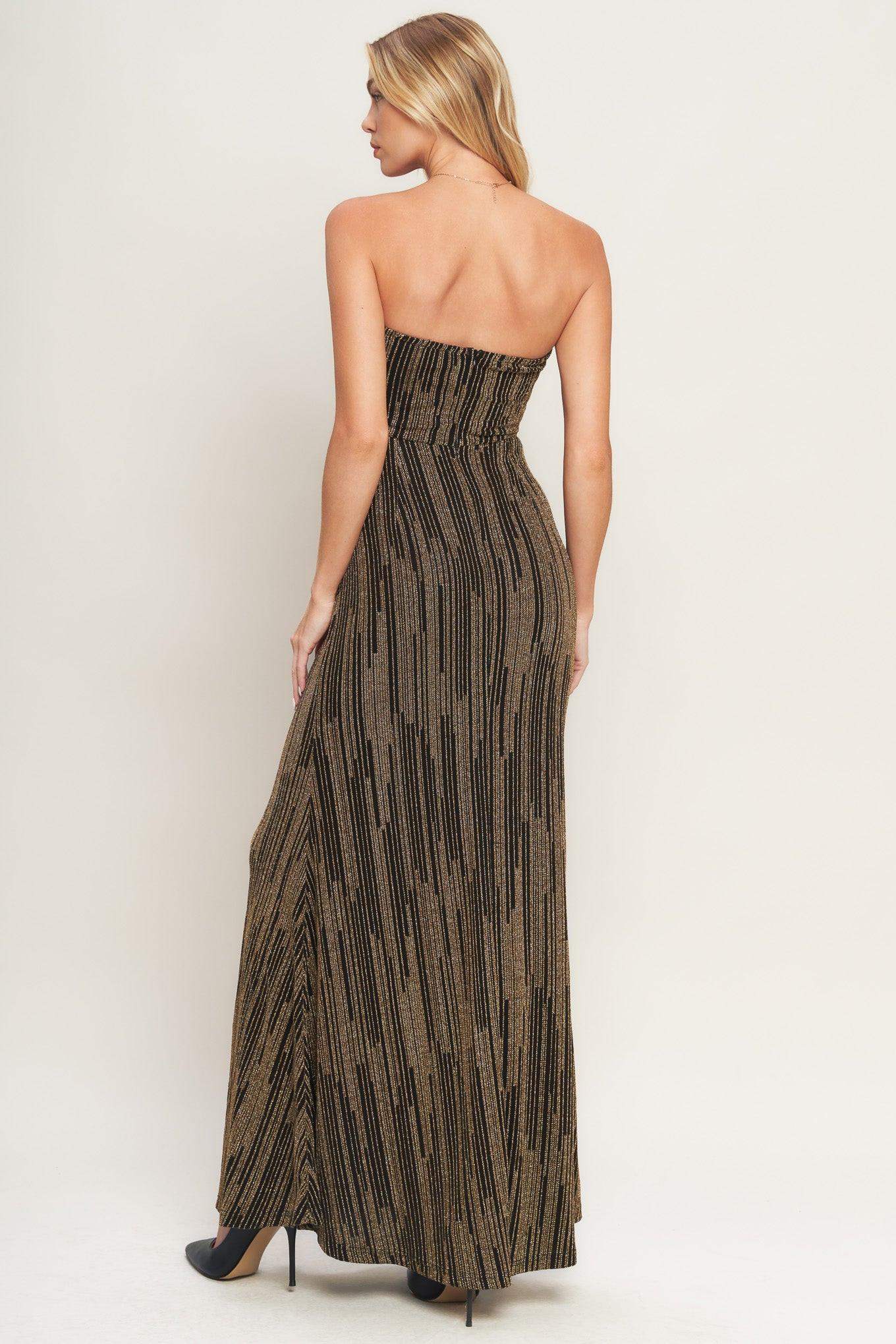 SACRED PROMISES METALLIC WOVEN MAXI DRESS - Flying Tomato - Flyclothing LLC
