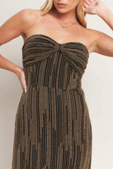 SACRED PROMISES METALLIC WOVEN MAXI DRESS - Flying Tomato - Flyclothing LLC