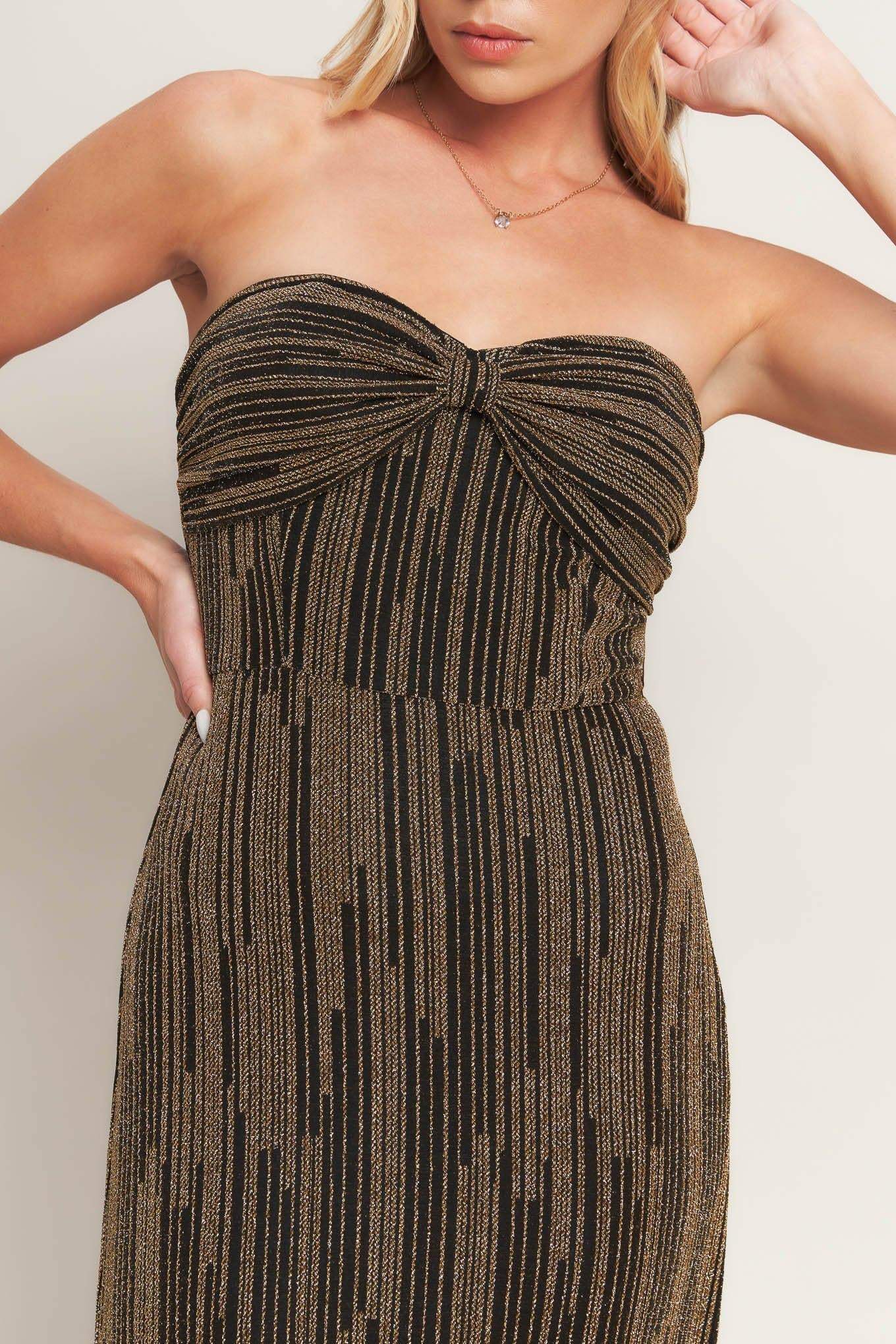 SACRED PROMISES METALLIC WOVEN MAXI DRESS - Flying Tomato - Flyclothing LLC
