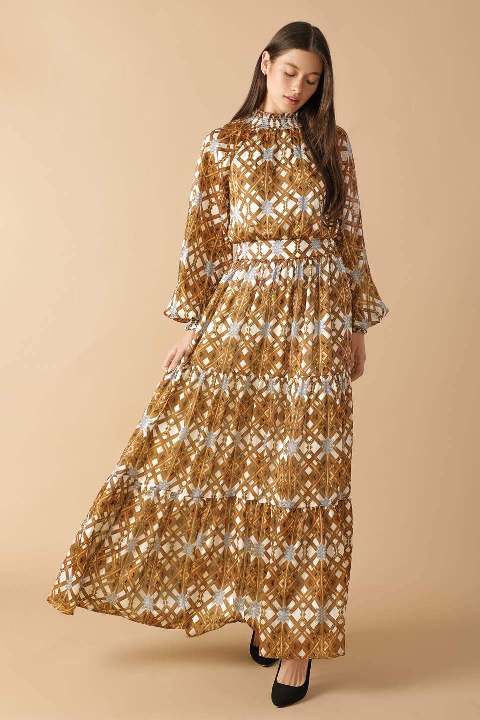 CELESTIAL CASCADE WOVEN MAXI DRESS - Flying Tomato - Flyclothing LLC