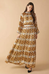 CELESTIAL CASCADE WOVEN MAXI DRESS - Flying Tomato - Flyclothing LLC