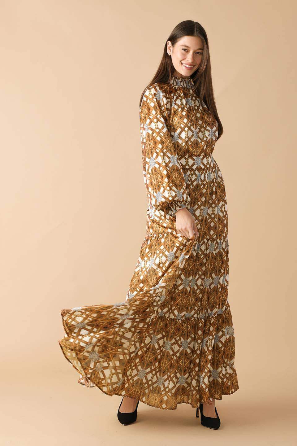 CELESTIAL CASCADE WOVEN MAXI DRESS - Flying Tomato - Flyclothing LLC