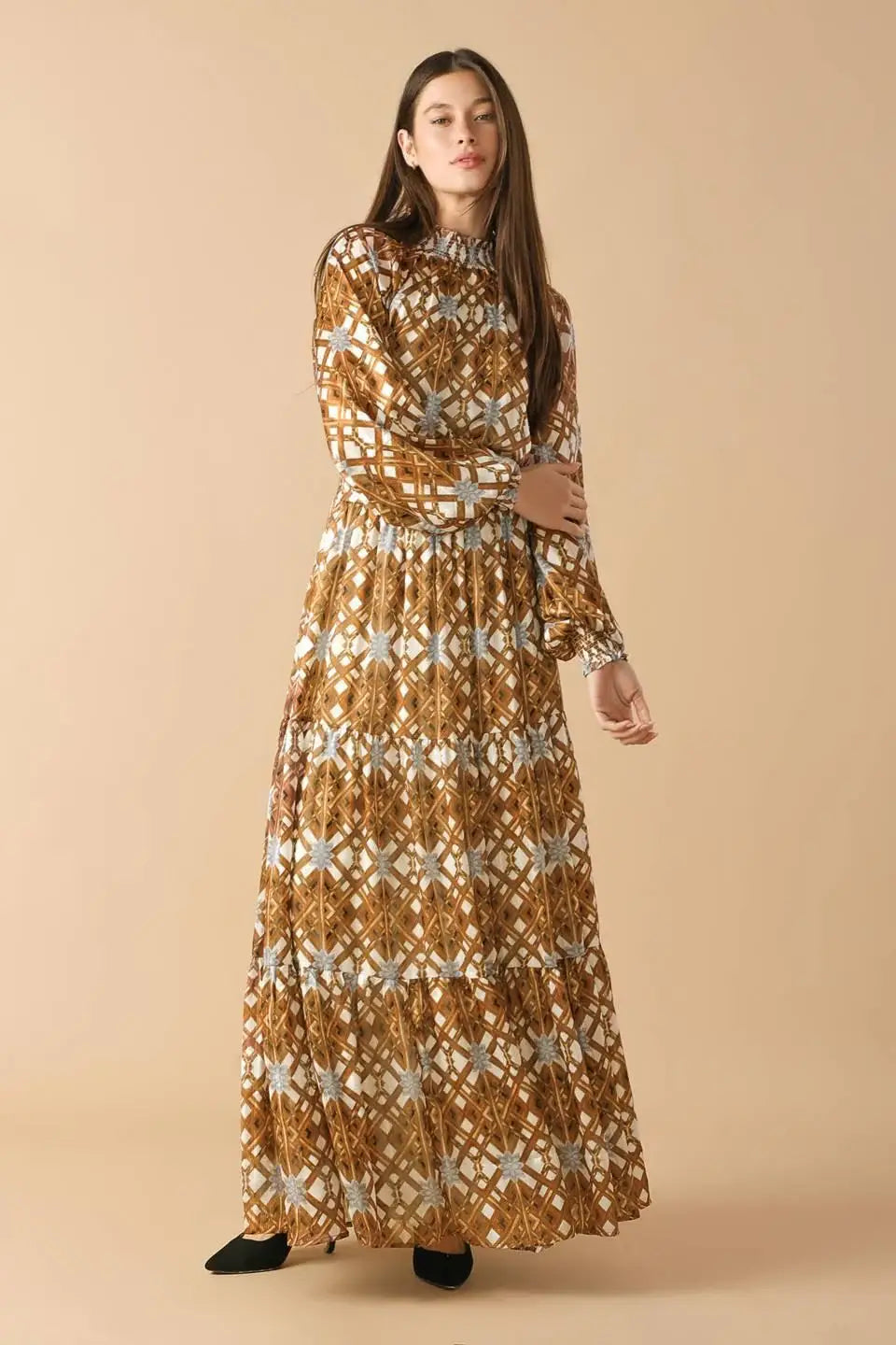 CELESTIAL CASCADE WOVEN MAXI DRESS - Flying Tomato - Flyclothing LLC