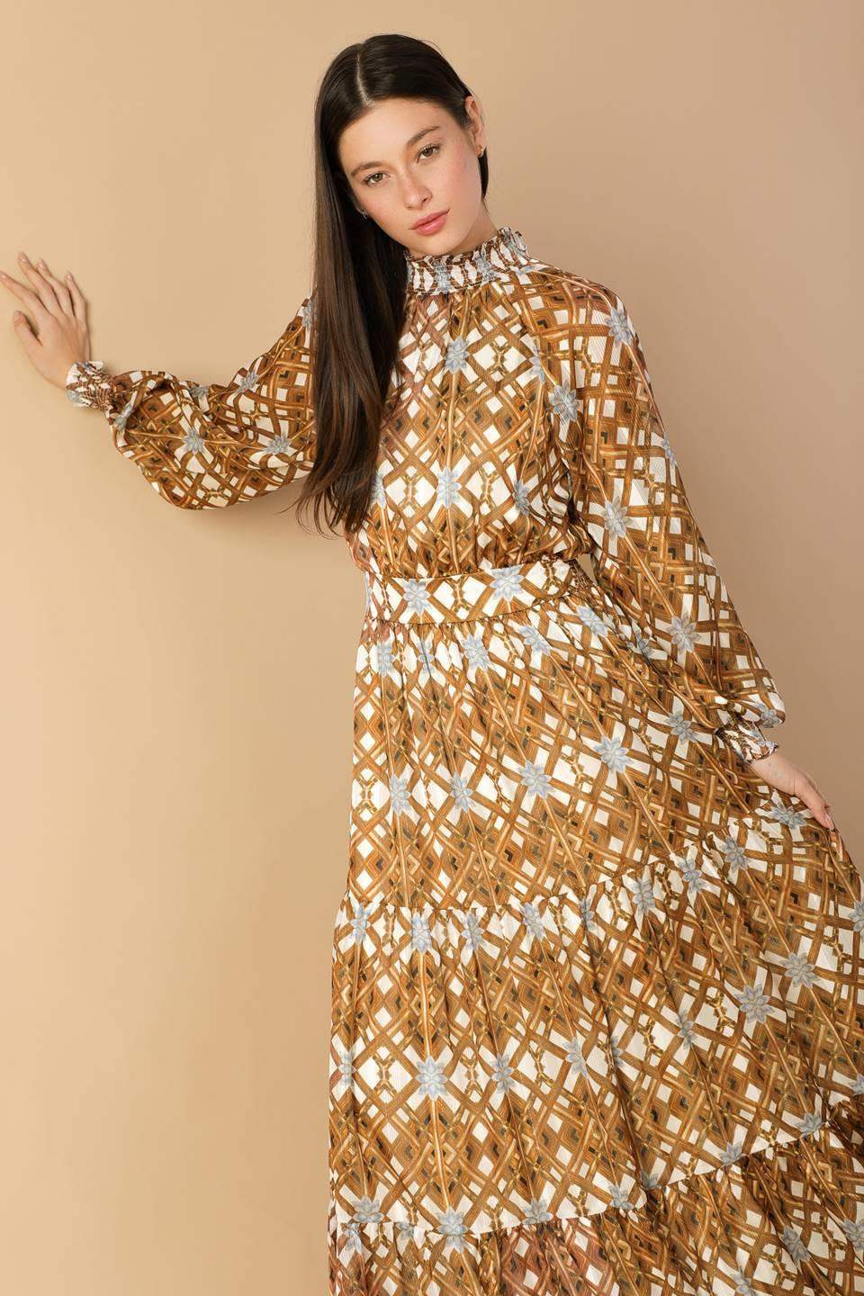 CELESTIAL CASCADE WOVEN MAXI DRESS - Flying Tomato - Flyclothing LLC