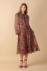 DRIFTING THOUGHTS WOVEN MIDI DRESS - Flying Tomato - Flyclothing LLC