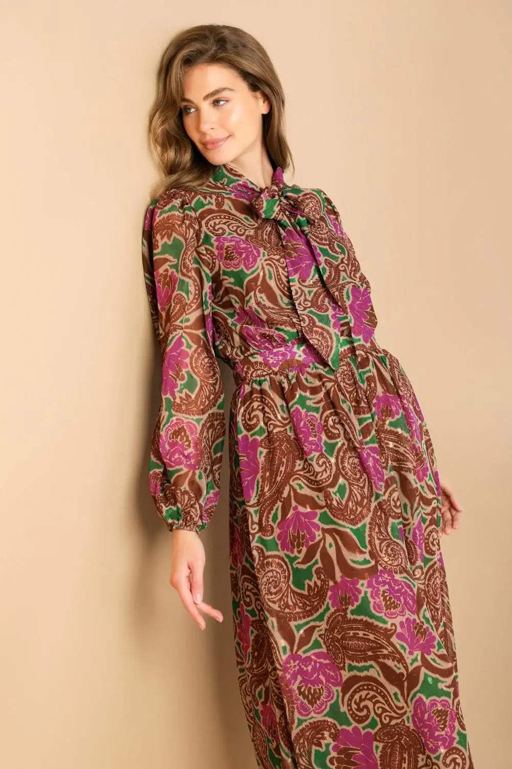 DRIFTING THOUGHTS WOVEN MIDI DRESS - Flying Tomato - Flyclothing LLC