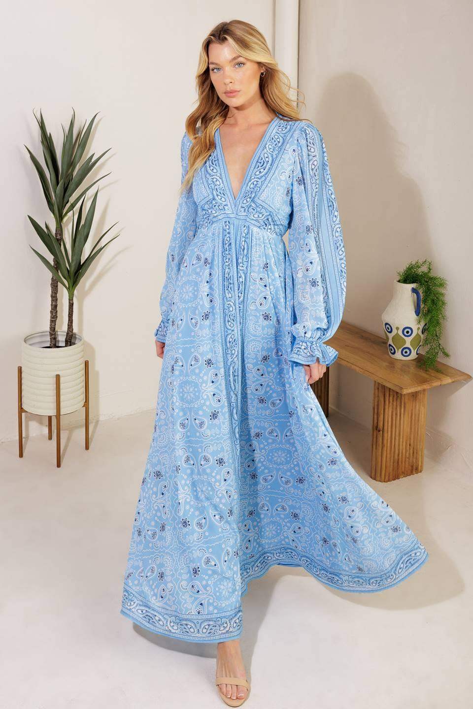 RIPPLES OF TIME WOVEN MAXI DRESS - Flying Tomato - Flyclothing LLC