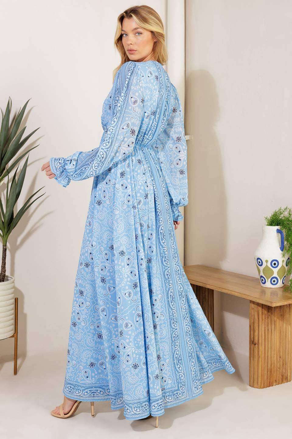 RIPPLES OF TIME WOVEN MAXI DRESS - Flying Tomato - Flyclothing LLC