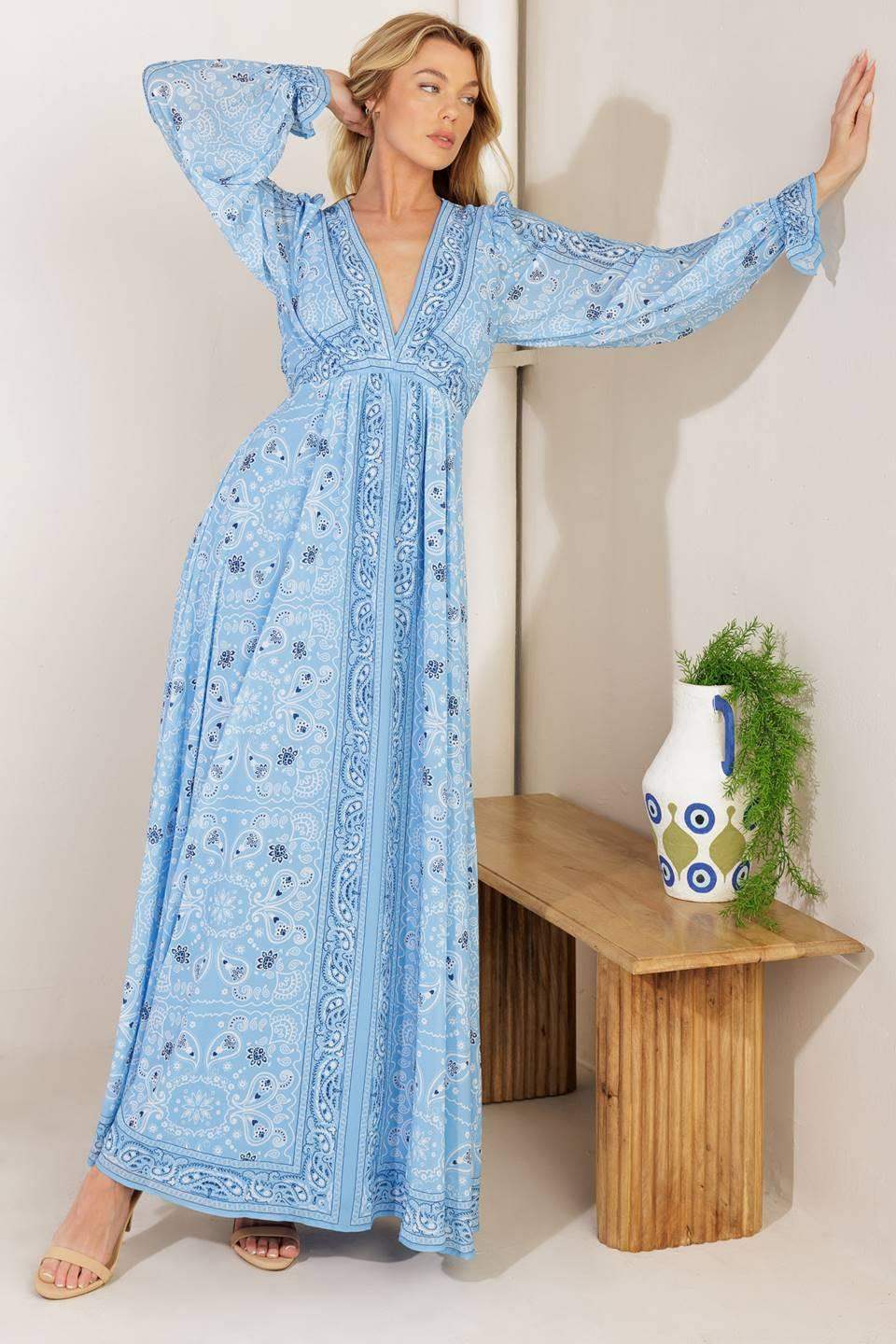 RIPPLES OF TIME WOVEN MAXI DRESS - Flying Tomato - Flyclothing LLC