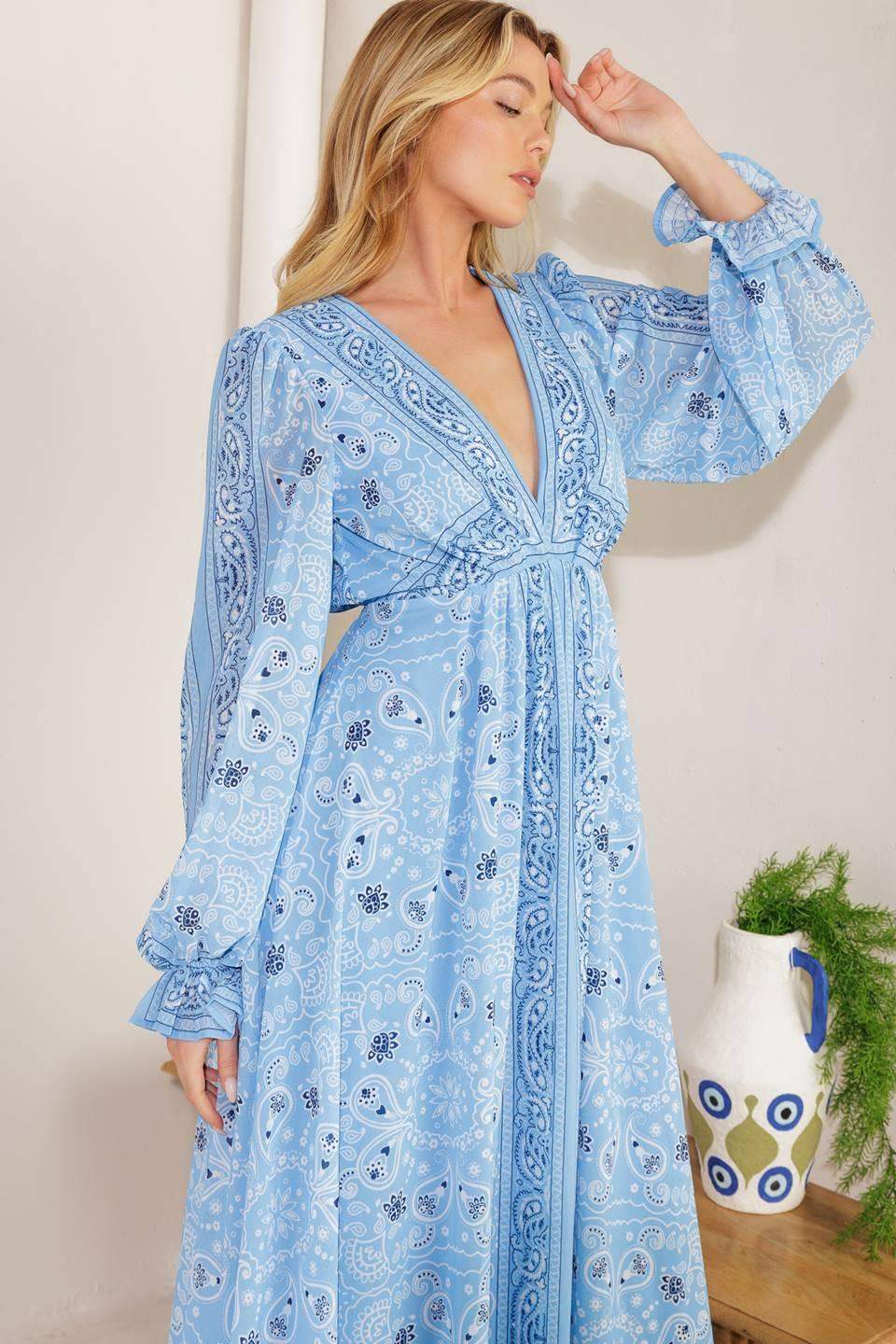 RIPPLES OF TIME WOVEN MAXI DRESS - Flying Tomato - Flyclothing LLC