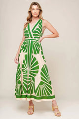 SWEPT ME OFF MY FEET GREEN WOVEN MIDI DRESS - Flying Tomato - Flyclothing LLC
