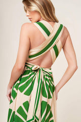 SWEPT ME OFF MY FEET GREEN WOVEN MIDI DRESS - Flying Tomato - Flyclothing LLC