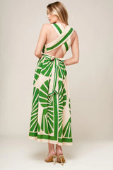 SWEPT ME OFF MY FEET GREEN WOVEN MIDI DRESS - Flying Tomato - Flyclothing LLC