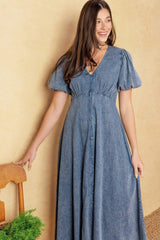 FOREVER MINE LIGHT WEIGHT DENIM MIDI DRESS - Flying Tomato - Flyclothing LLC