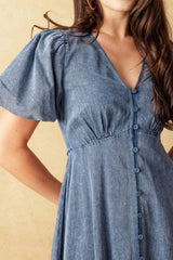 FOREVER MINE LIGHT WEIGHT DENIM MIDI DRESS - Flying Tomato - Flyclothing LLC