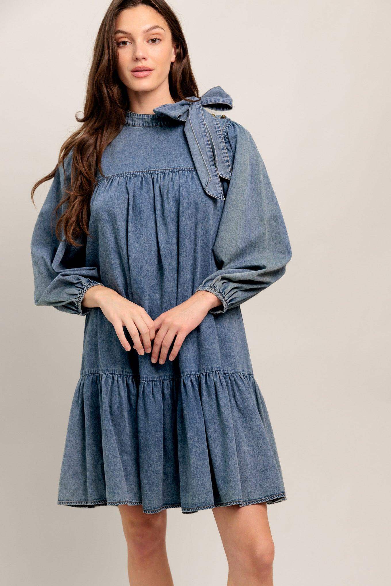 COMMON GROUND LIGHT WEIGHT DENIM MINI DRESS - Flying Tomato - Flyclothing LLC